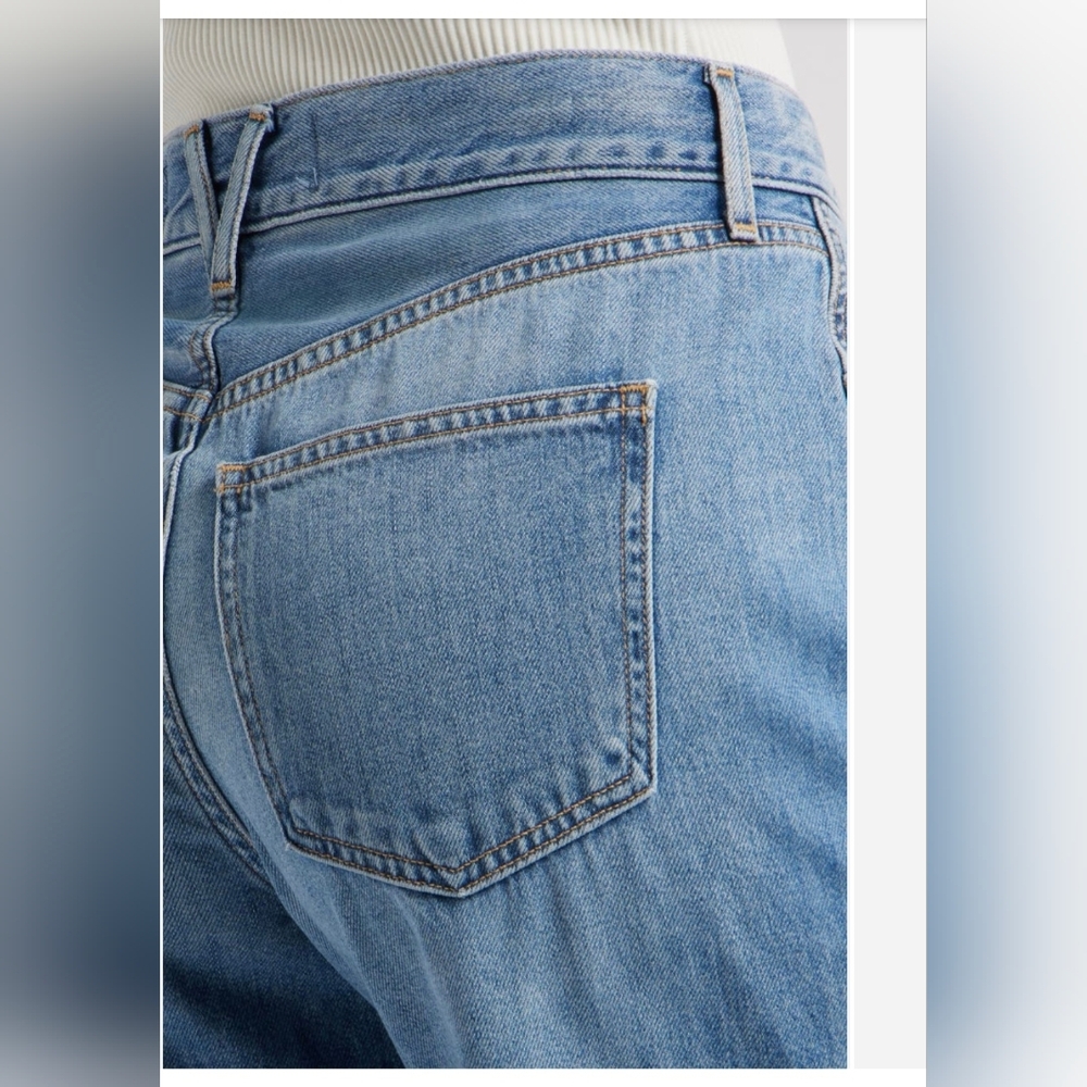Veronica Beard Light Blue Wide Leg Jeans Mid Raise Raw Hem - Picture 6 of 10